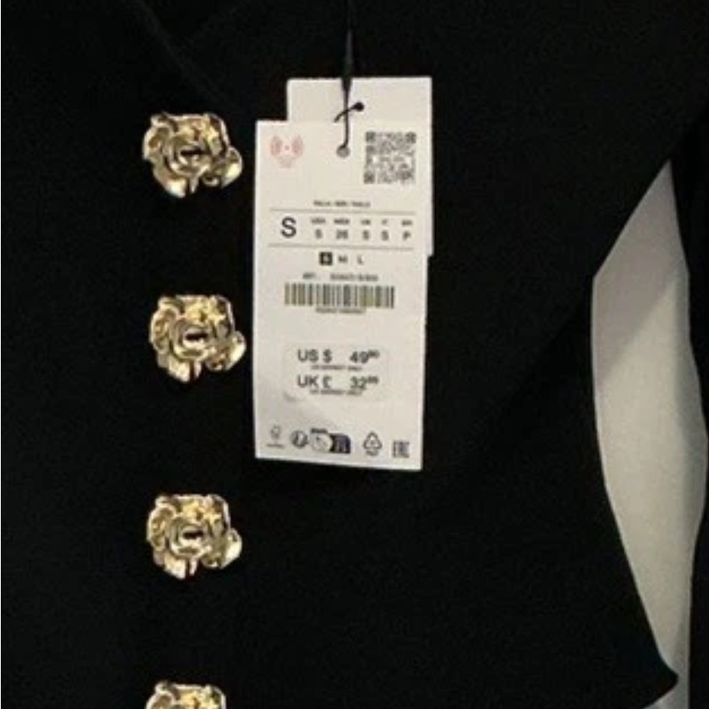 Zara Black Puff-Sleeve Button-Front Blouse - Picture 9 of 9